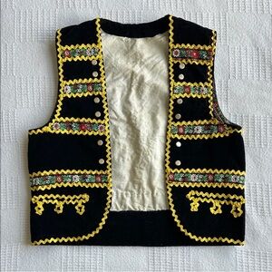 Children’s Handmade Polish Folklore Black velvet vest size small